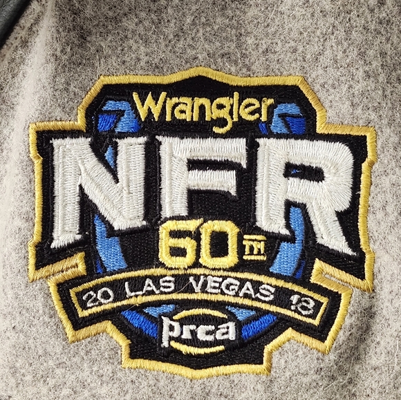 Wrangler Wool, Cotton & Leather Vest, 2018 NFR Las Vegas PRCA Gray Vest, Size S - Picture 11 of 16